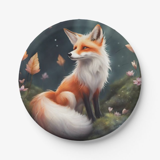 Fantasy Fox Nature Art Pappteller (Vorderseite)