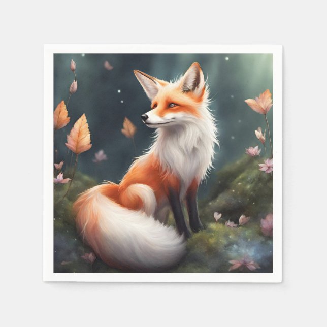 Fantasy Fox Nature Art Serviette (Vorderseite)