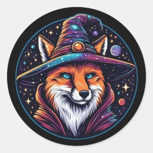 Fantasy Fox - Zauberer Runder Aufkleber
