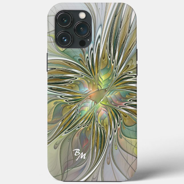 Fantasy Fraktal Blume mit Goldenen Initialen Case-Mate iPhone Hülle (Rückseite)