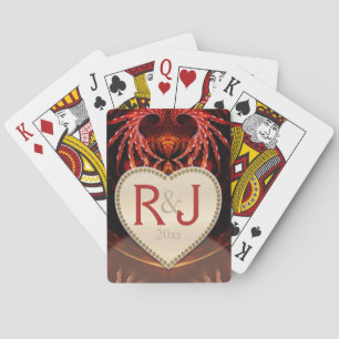 Fantasy-Fraktale Initialen Herz Personalisiert Spielkarten