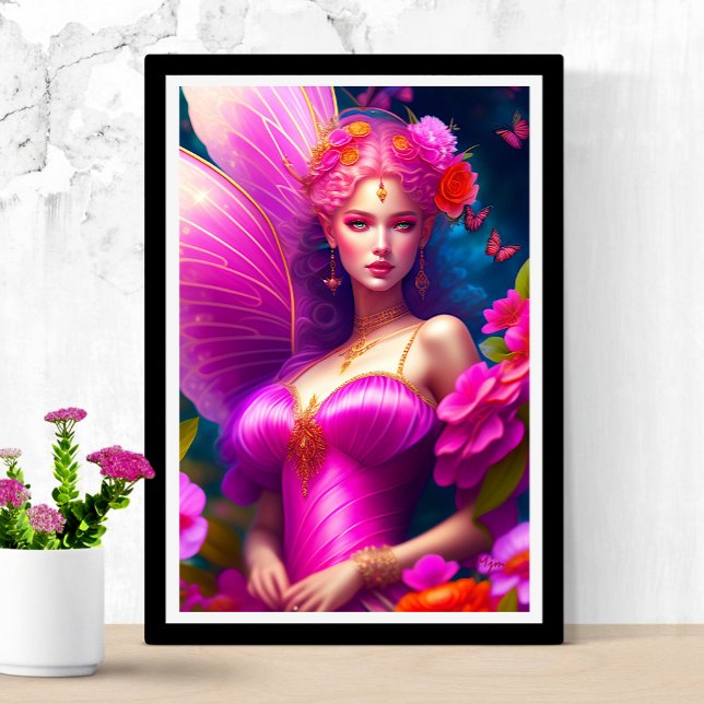 Fantasy Fuchsia Fairy Blume & Butterfliegen Poster (Von Creator hochgeladen)