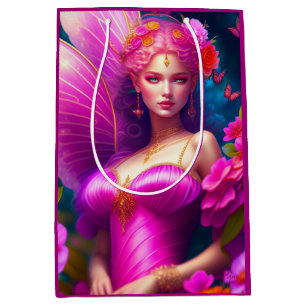 Fantasy Fuchsia Fairy Blume Schmetterlinge Mittlere Geschenktüte