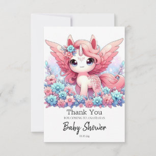 Fantasy Fun Unicorn Kinderdusche Dankeskarte