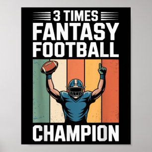 Fantasy-Fußball lustiger 3-maliger Champion Poster