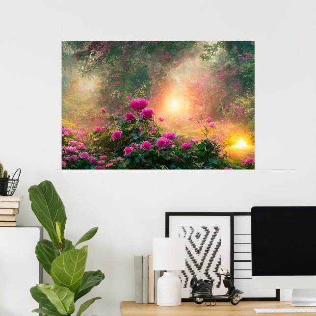 FANTASY Garden, Blume, Rose - Poster (Heimbüro)