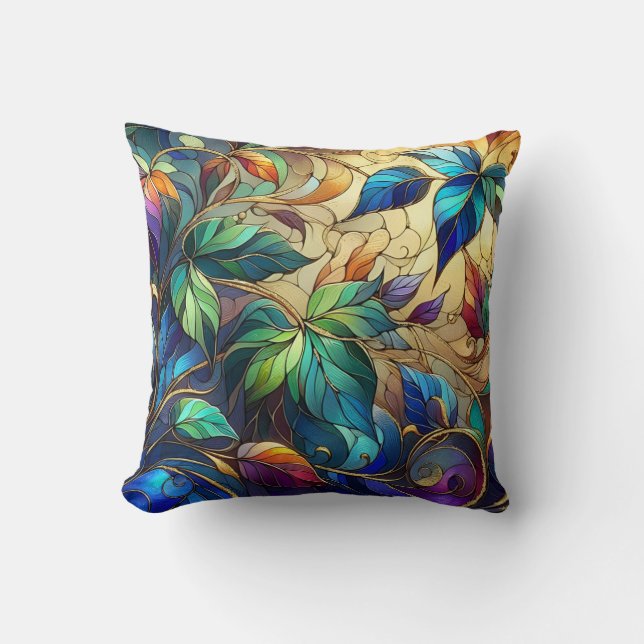 Fantasy Garden. Leafy Design. Imitate Kissen (Vorderseite)