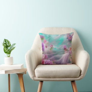 Fantasy Garden mit Blume und rosa Wasserfall Kissen