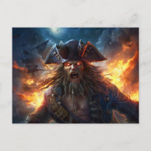 Fantasy-Gemälde Flammender Pirat in einer Kampfsze