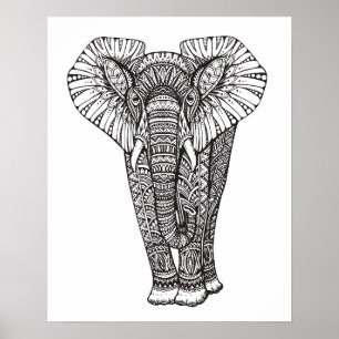 Fantasy Gemustert Elephant Doodle 2 Poster