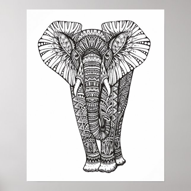 Fantasy Gemustert Elephant Doodle 2 Poster (Vorne)