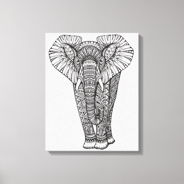 Fantasy Gemustert Elephant Doodle 6 Leinwanddruck (Vorderseite)