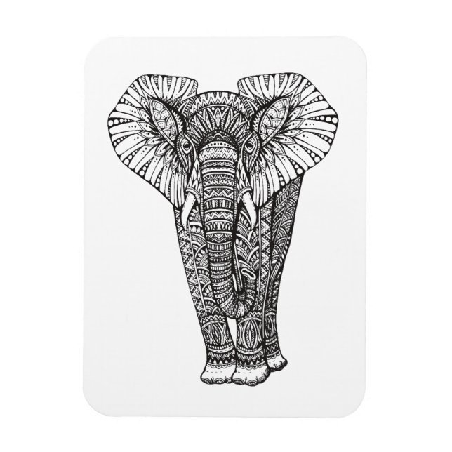 Fantasy Gemustert Elephant Doodle Magnet (Vertikal)