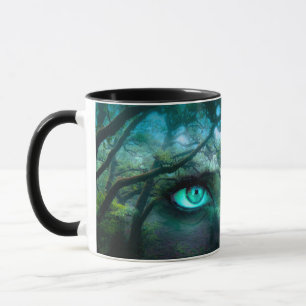 Fantasy Girl Face Eye Wood Forest Lash Eyebrow Tasse