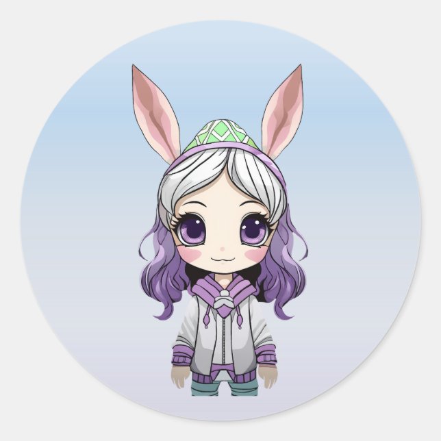 Fantasy Girl mit Bunny Ears Stickers (Vorderseite)