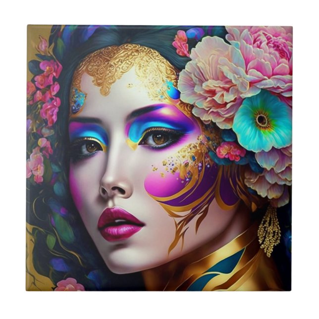 Fantasy Glam Pop Art Fliese (Vorderseite)