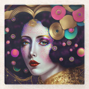 Fantasy Glam Pop Art Glass Untersetzer