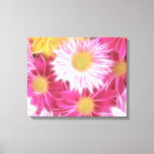 Fantasy Glassy Pink Daisies Floral Wrapped Canvas Leinwanddruck