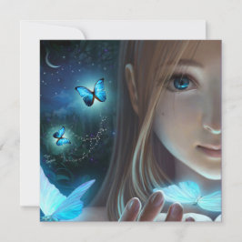 Fantasy Glow Butterfly Girl Kind Kunst Leere Karte