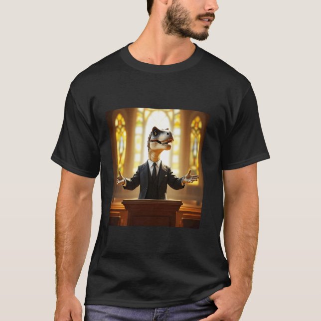 Fantasy Glücklicher Velociraptor Räuber T-Shirt (Vorderseite)