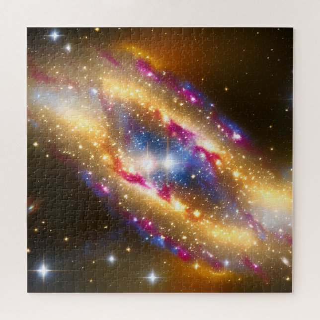 Fantasy Gold Blue and Pink Fun Nebula Image Puzzle (Horizontal)