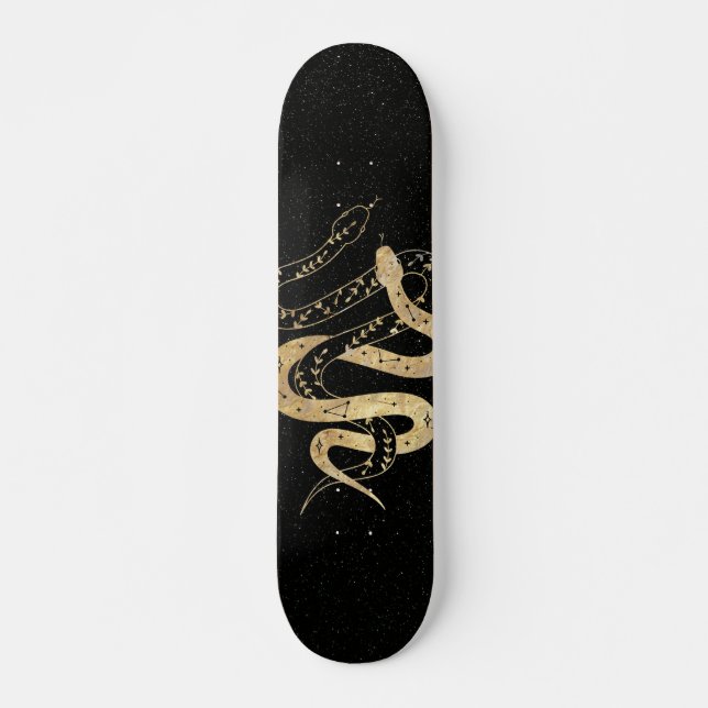 Fantasy Gold und Black Mystical Schlangen Skateboard (Vorne)