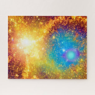 Fantasy Golden Glitzer Explosion in Magical Cosmos Puzzle