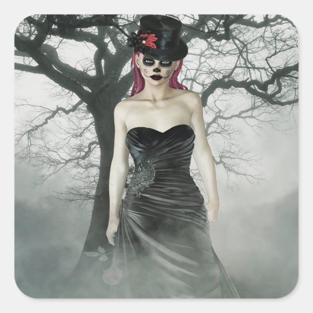 Fantasy Goth Frauensticker Quadratischer Aufkleber (Vorderseite)