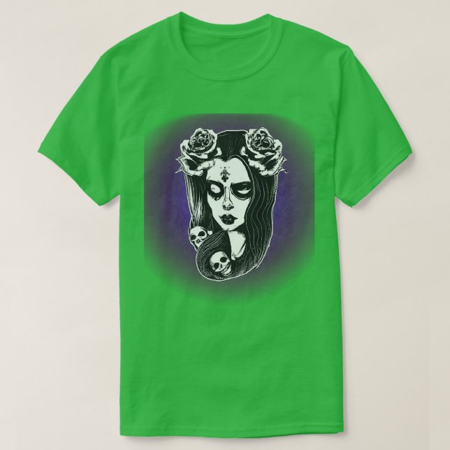 Fantasy Goth Girl mit Skulls und Rose 2 T-Shirt (Design vorne)