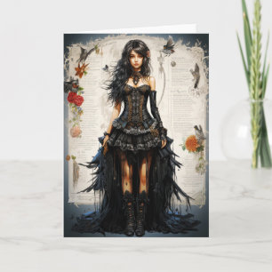Fantasy Gothic Girl Grußkarte Dankeskarte