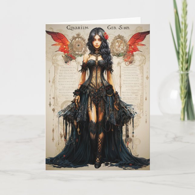 Fantasy Gothic Girl Grußkarte Dankeskarte (Vorderseite)