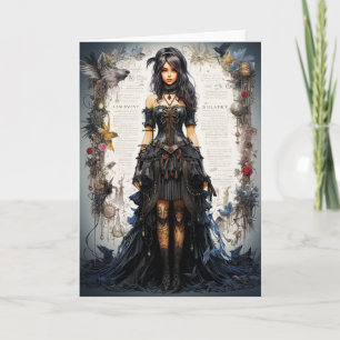 Fantasy-Gothic-Girl-Grußkarte Dankeskarte