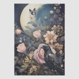 Fantasy Gothic Raven & Florals Seidenpapier