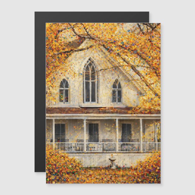 Fantasy Gothic-Revival Carpenter House Magnet Card (Vorne/Hinten)