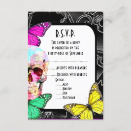 Fantasy Gothic Schädel schwarze Hochzeit R.S.V.P RSVP Karte