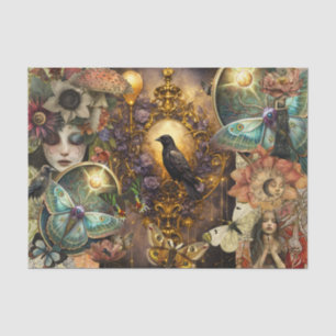 Fantasy-Gotischer-Raben-Collage-Decoupage Seidenpapier