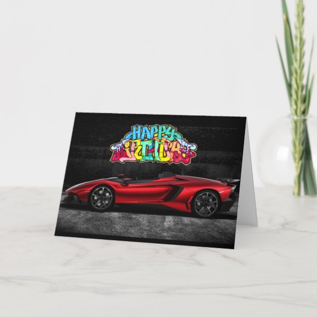 Fantasy Graffiti Dream Car Geburtstagskarte Karte (Vorderseite)