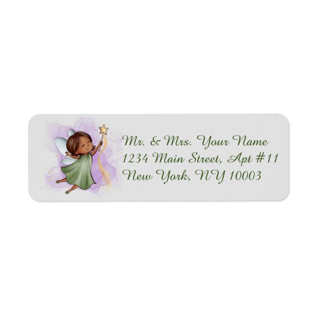 Fantasy Green Fairy Light Gray Address Labels (Vorne)