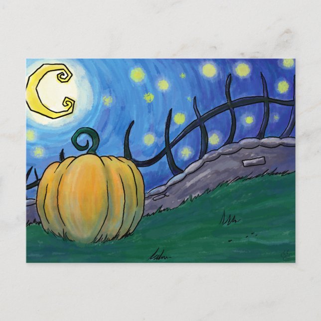 Fantasy Halloween Pumpkin Malerei Postcard Postkarte (Vorderseite)
