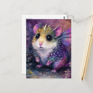 Fantasy Hamster Drache Aquarell Postkarte