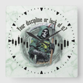 Fantasy-Handelsdesign | Sensenmann |  Motivation Quadratische Wanduhr