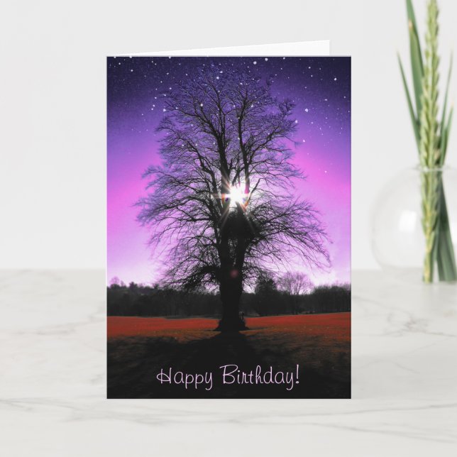 Fantasy Happy Birthday Card mit Baum Karte (Vorderseite)