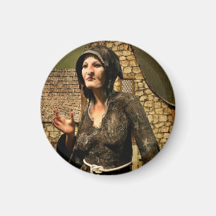 Fantasy-Hexe mittelalterliches Dorf Halloween Magnet