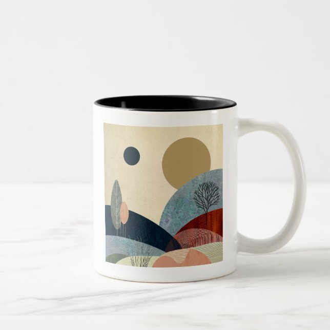 Fantasy Hills Landschaft Zweifarbige Tasse (Rechts)