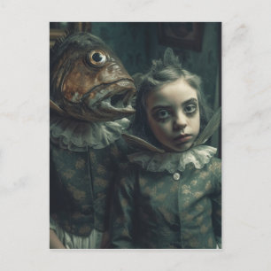 Fantasy Horror Fish Twins Postkarte
