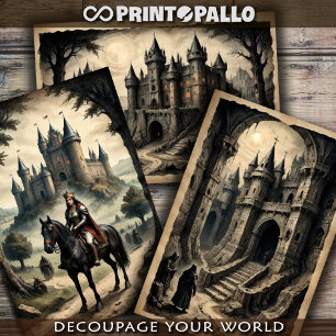 Fantasy-Horror-Mittelalter-Schloss und Königin Geschenkpapier Set