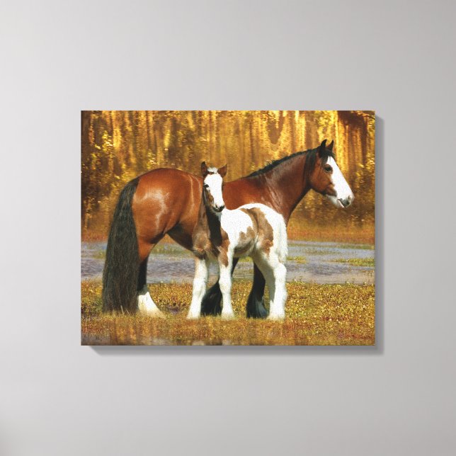 Fantasy Horses: Mare & Foal Leinwanddruck (Vorderseite)