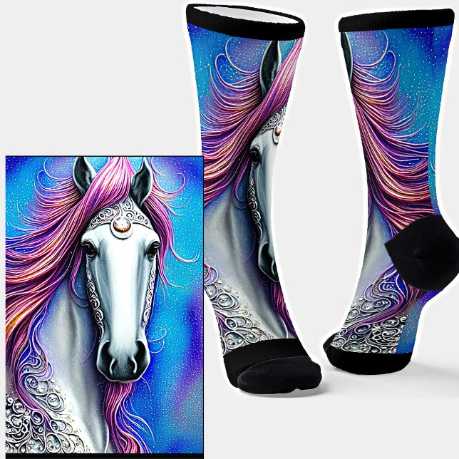 Fantasy Horst, Blue Mauve Pink Mane Silver Lace Socken (Von Creator hochgeladen)