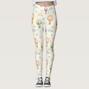 Fantasy Hot Air Ballon Muster Watercolor Design Leggings