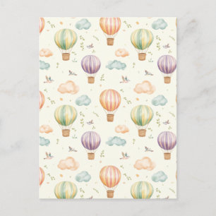 Fantasy Hot Air Ballon Muster Watercolor Design Postkarte